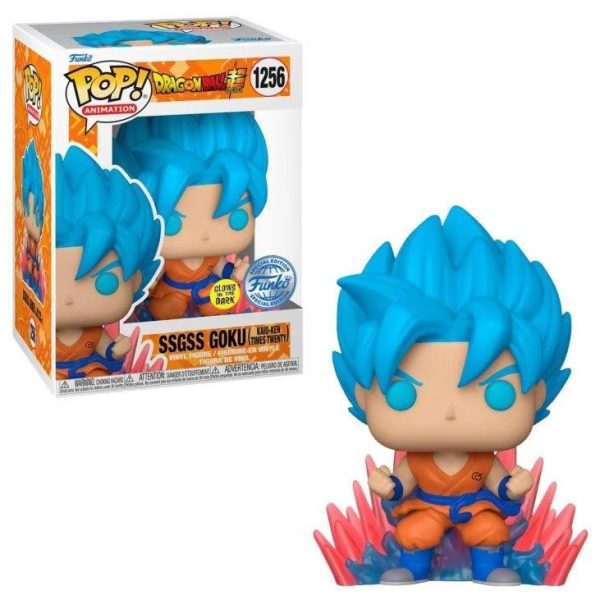 POP figure Dragon Ball Super SSGSS Goku (Kaio-Ken times Twenty) #1256 (Exclusive) (GITD)